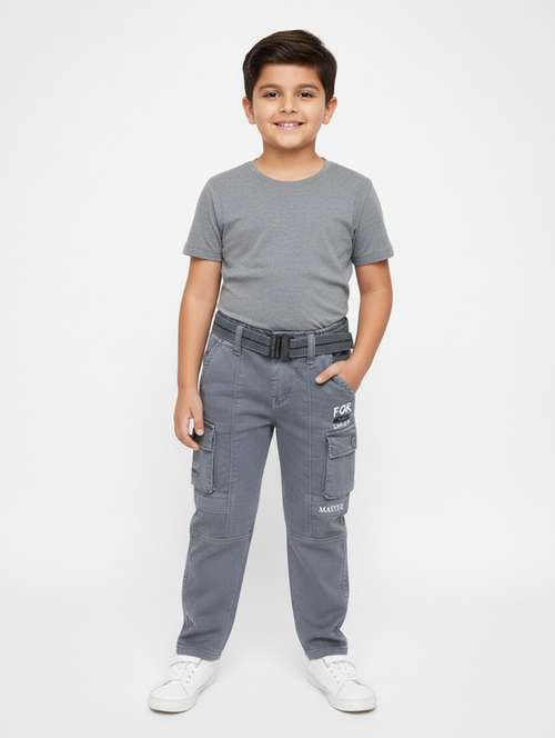 Grey Poly Cotton Plain Jean