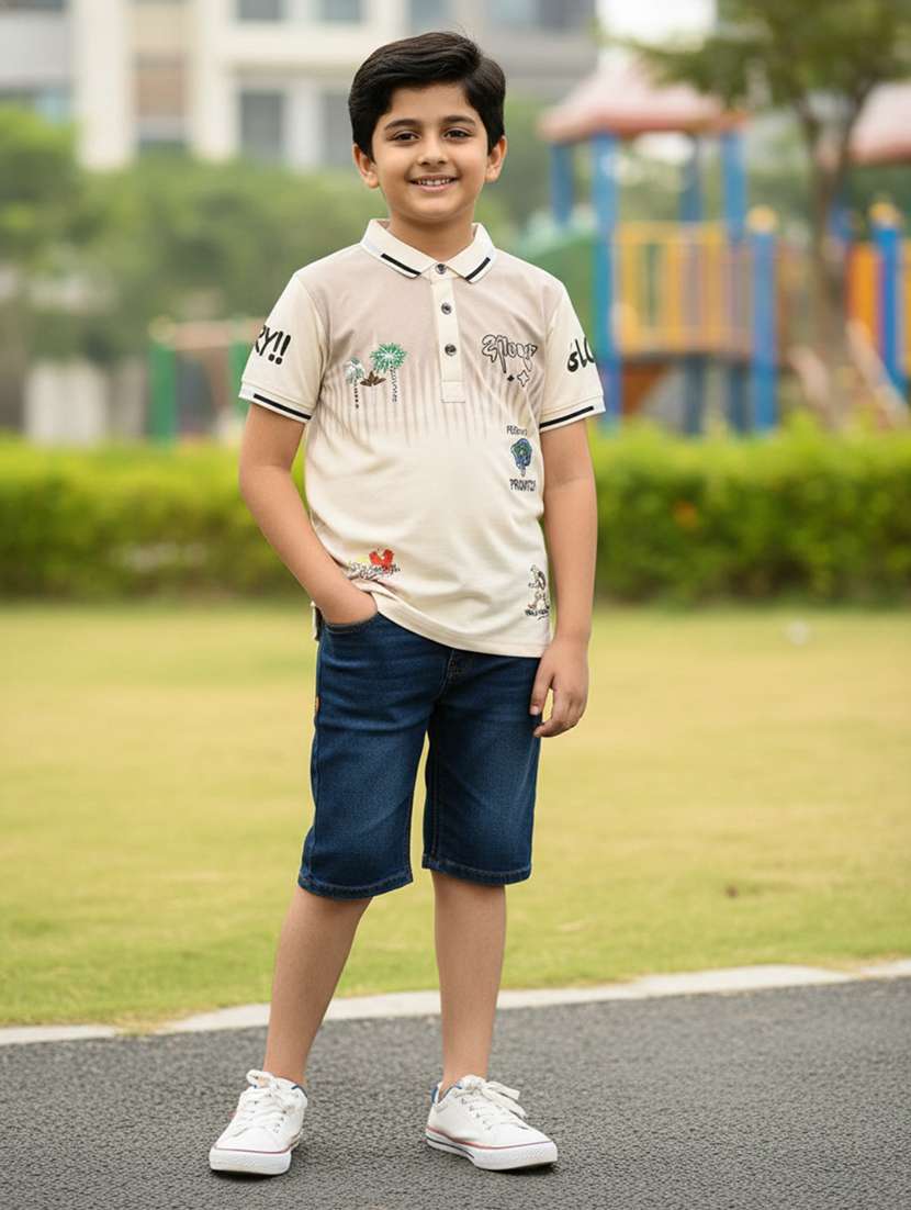 boys printed short sleeves polo neck t-shirt