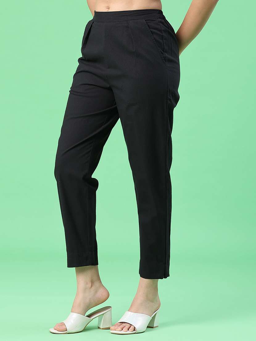 women solid mid rise tapered pant - 22399724 -  Standard Image - 3