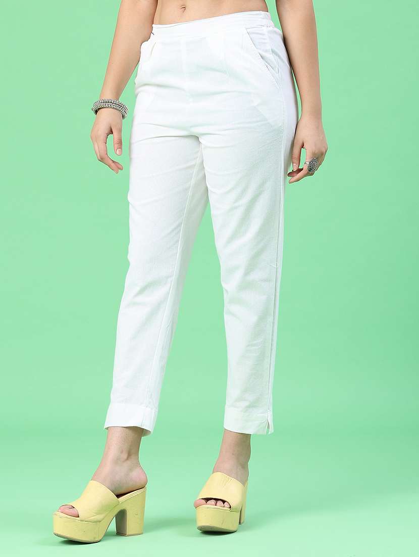 women solid mid rise tapered pant - 22399725 -  Standard Image - 3