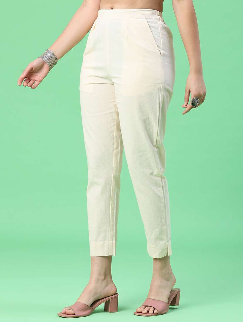 women solid mid rise tapered pant - 22399726 -  Standard Image - 3