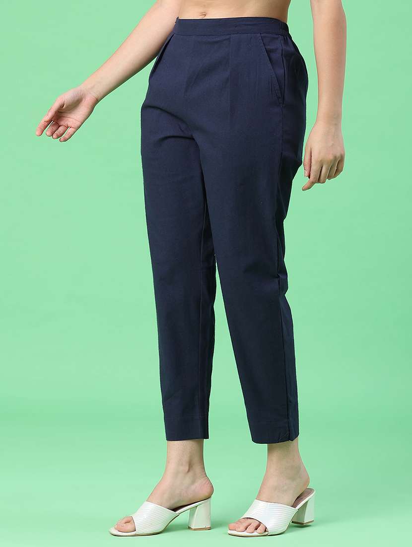 women solid mid rise tapered pant - 22399727 -  Standard Image - 3