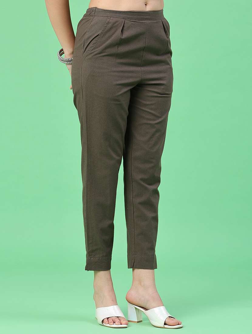 women solid mid rise tapered pant - 22399728 -  Standard Image - 3