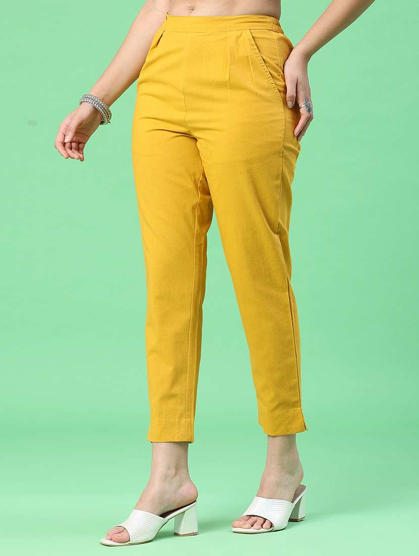 women solid mid rise tapered pant - 22399733 -  Standard Image - 3
