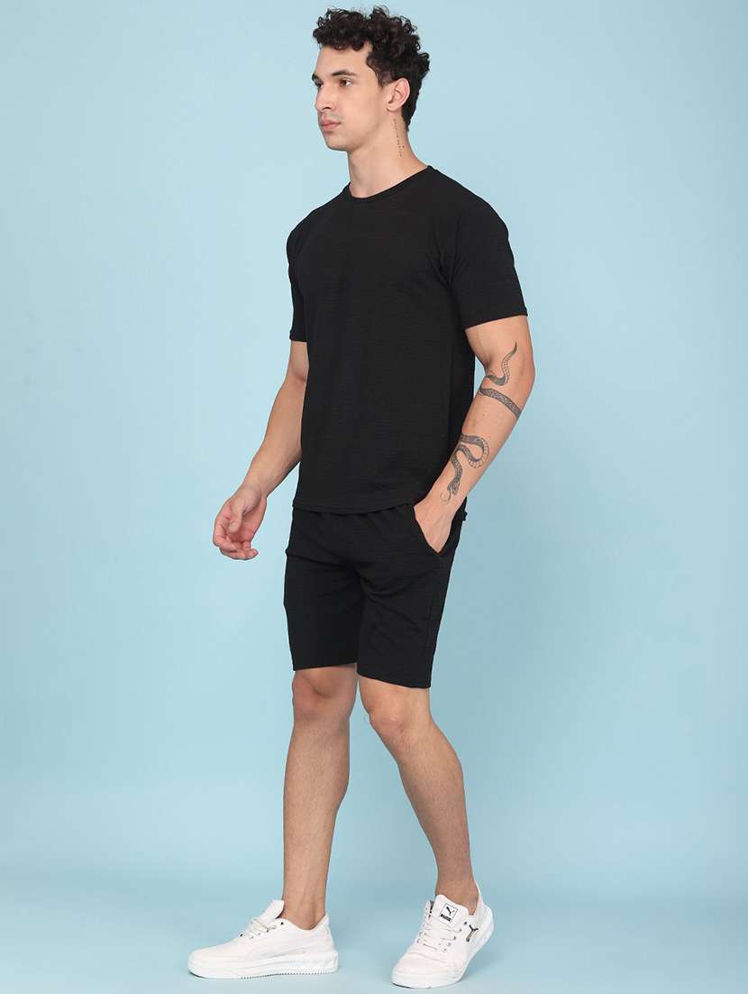 men self design t-shirt and shorts co-ord set - 22399781 -  Standard Image - 3