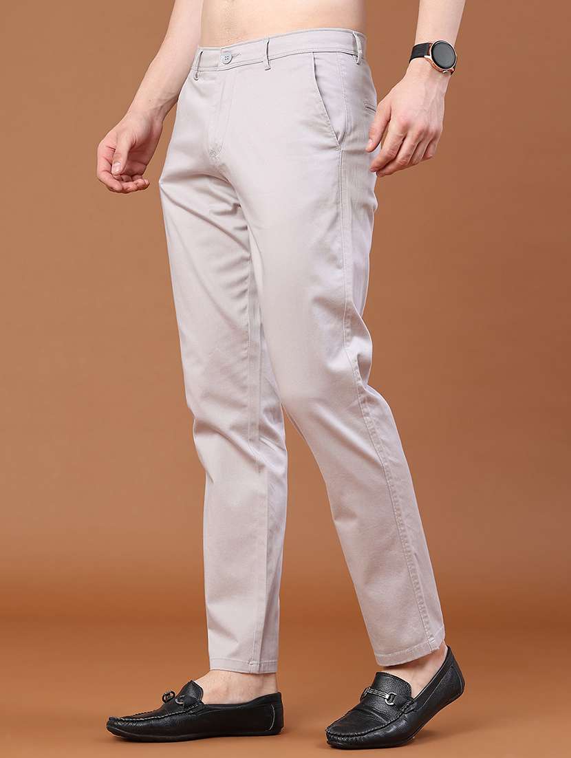 Men Solid Mid Rise Regular Fit Chinos - 22399815 -  Standard Image - 3