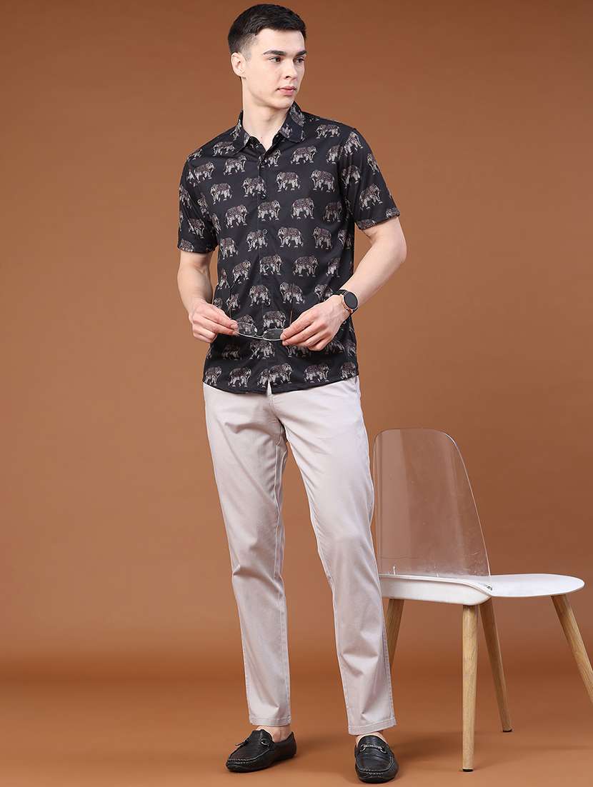 Men Solid Mid Rise Regular Fit Chinos - 22399815 -  Standard Image - 5