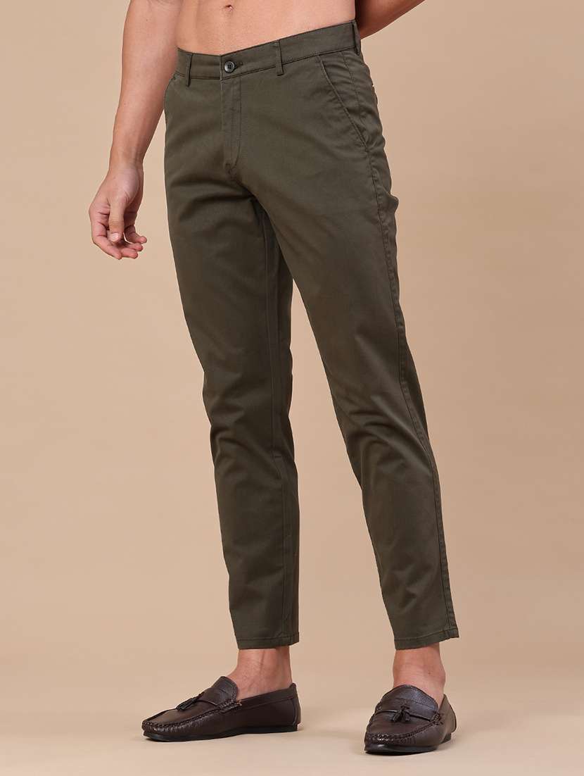 men solid mid rise slim fit chinos - 22399817 -  Standard Image - 3