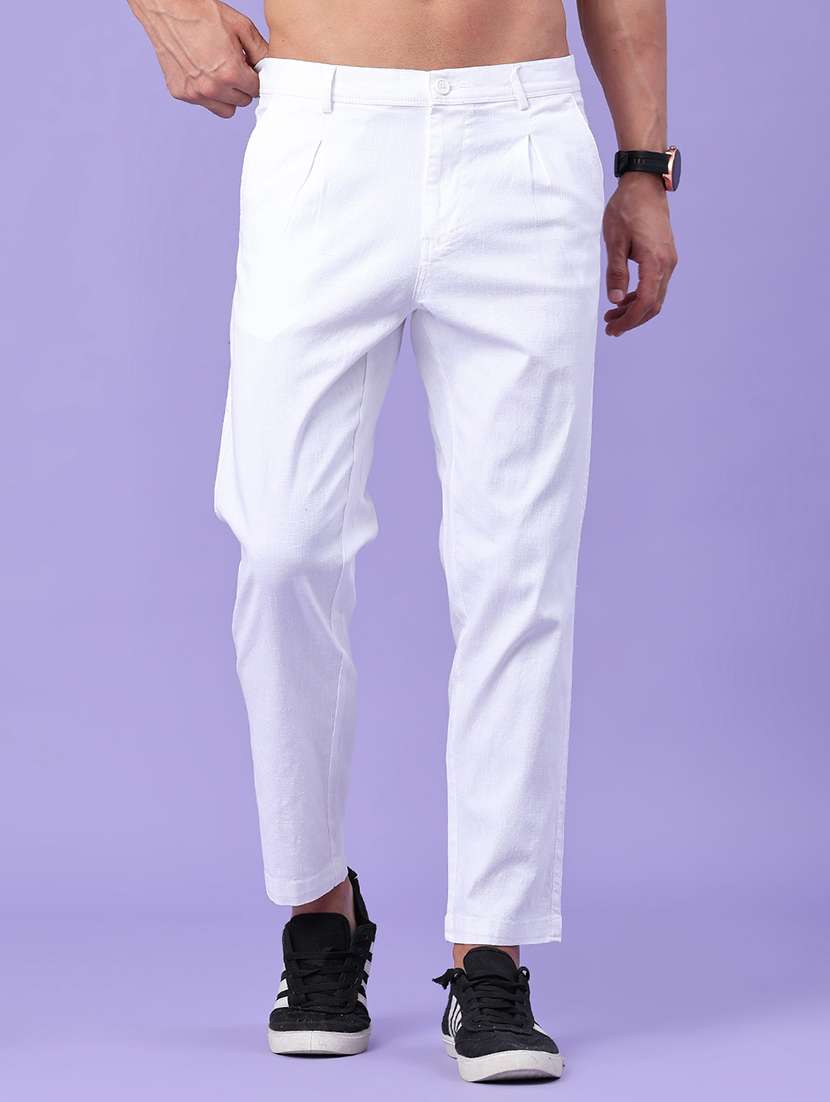 men solid mid rise slim fit chinos