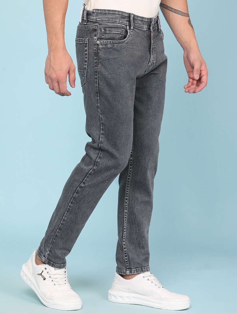 men plain mid rise full length tapered jeans - 22399841 -  Standard Image - 3