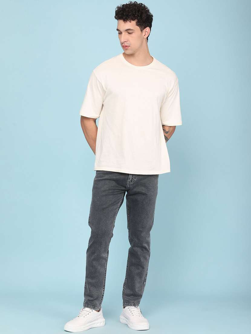 men plain mid rise full length tapered jeans - 22399841 -  Standard Image - 5