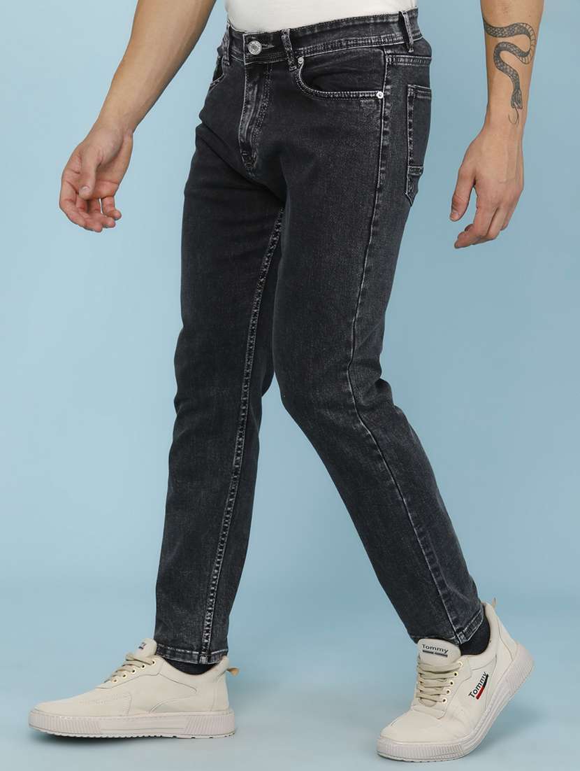 men plain mid rise full length slim fit jeans - 22399843 -  Standard Image - 3