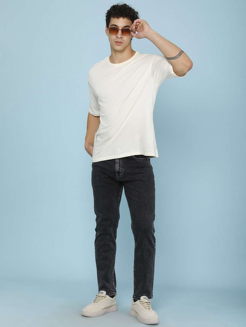 men plain mid rise full length slim fit jeans - 22399843 -  Standard Image - 5