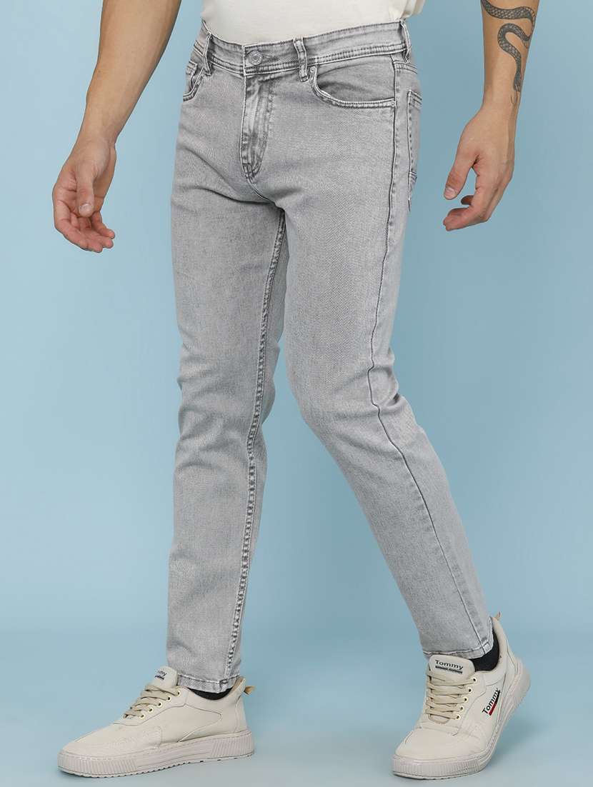 men plain mid rise full length slim fit jeans - 22399844 -  Standard Image - 3