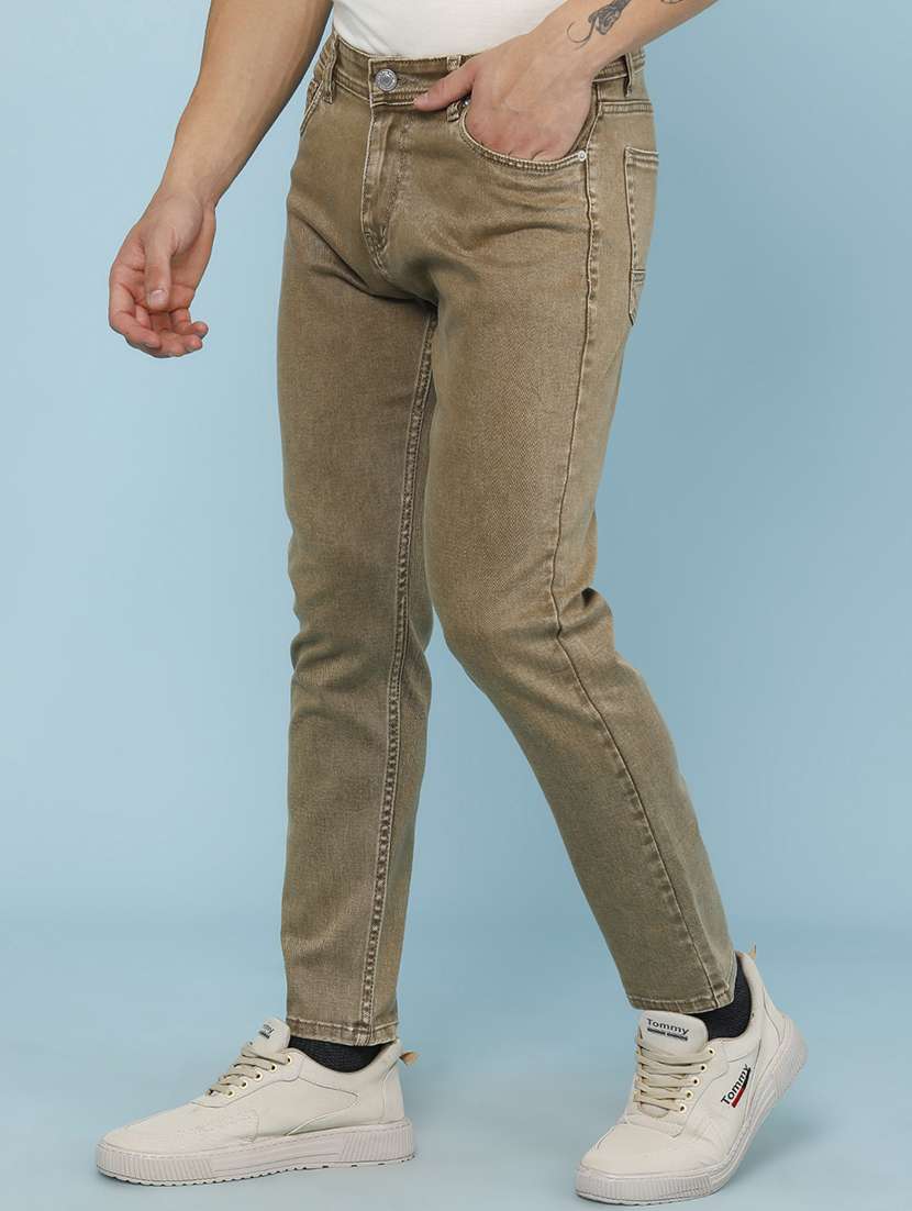 men plain mid rise full length slim fit jeans - 22399845 -  Standard Image - 3