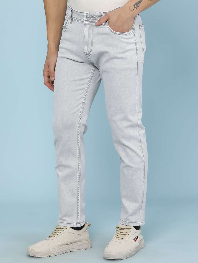 men plain mid rise full length slim fit jeans - 22399846 -  Standard Image - 3