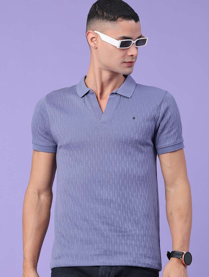 men self design short sleeve slim fit polo t-shirt