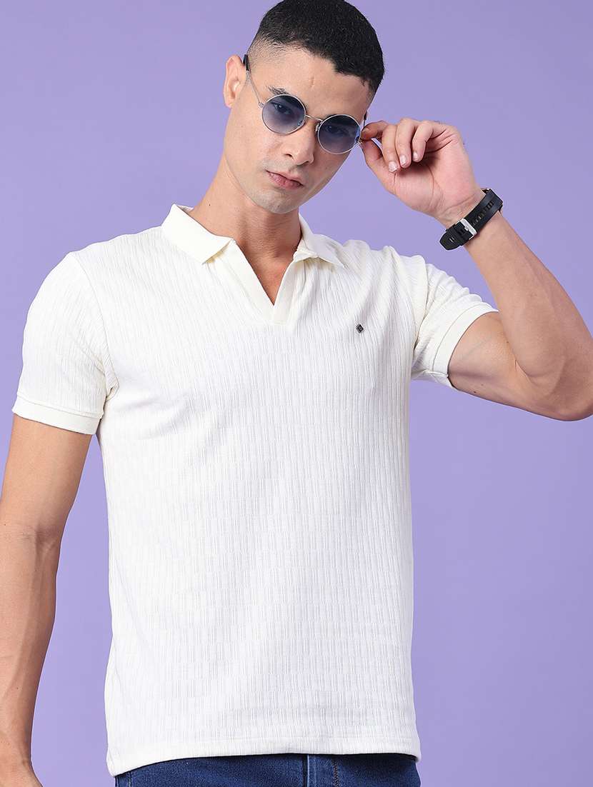 men self design short sleeve slim fit polo t-shirt