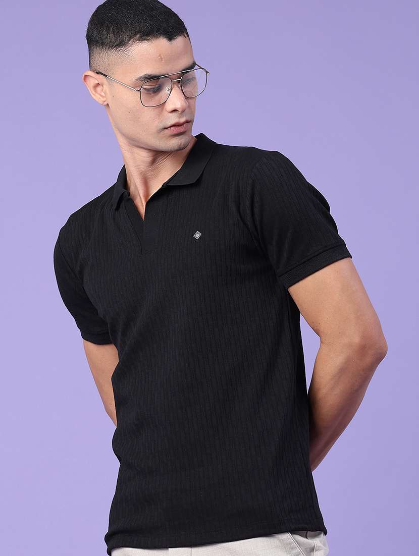 men self design short sleeve slim fit polo t-shirt