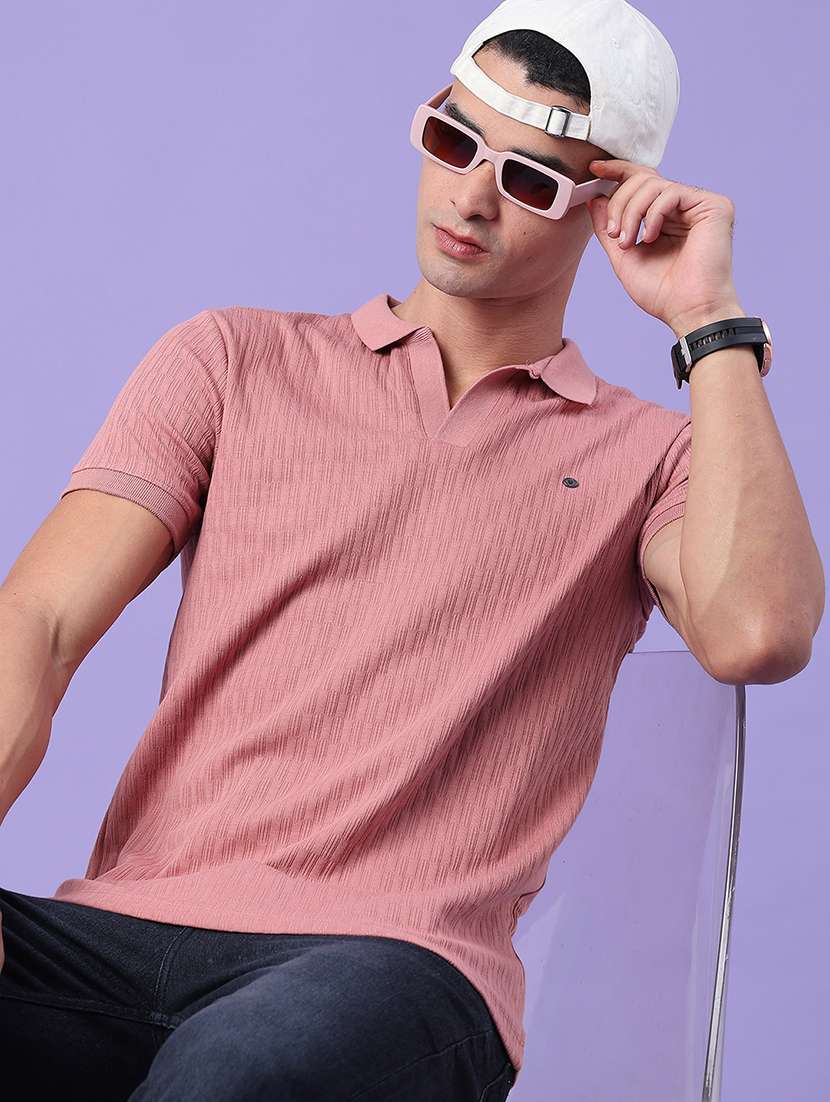 men self design short sleeve slim fit polo t-shirt