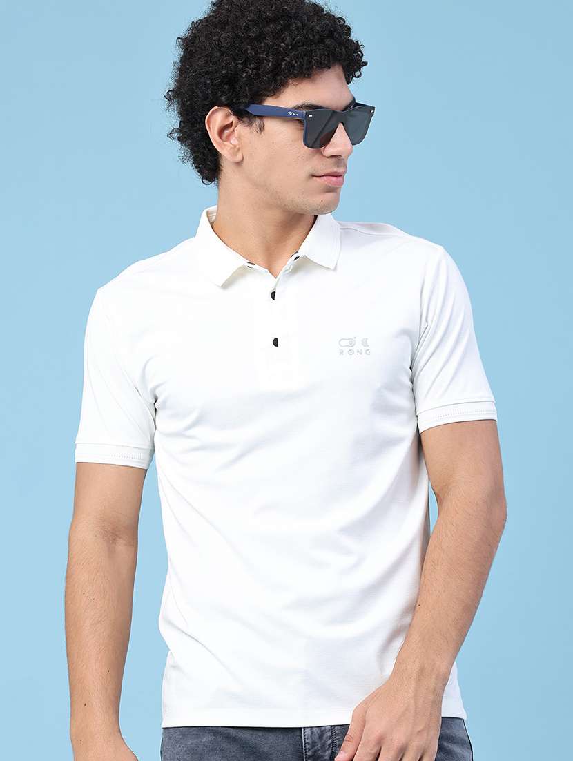 men solid short sleeve slim fit polo t-shirt