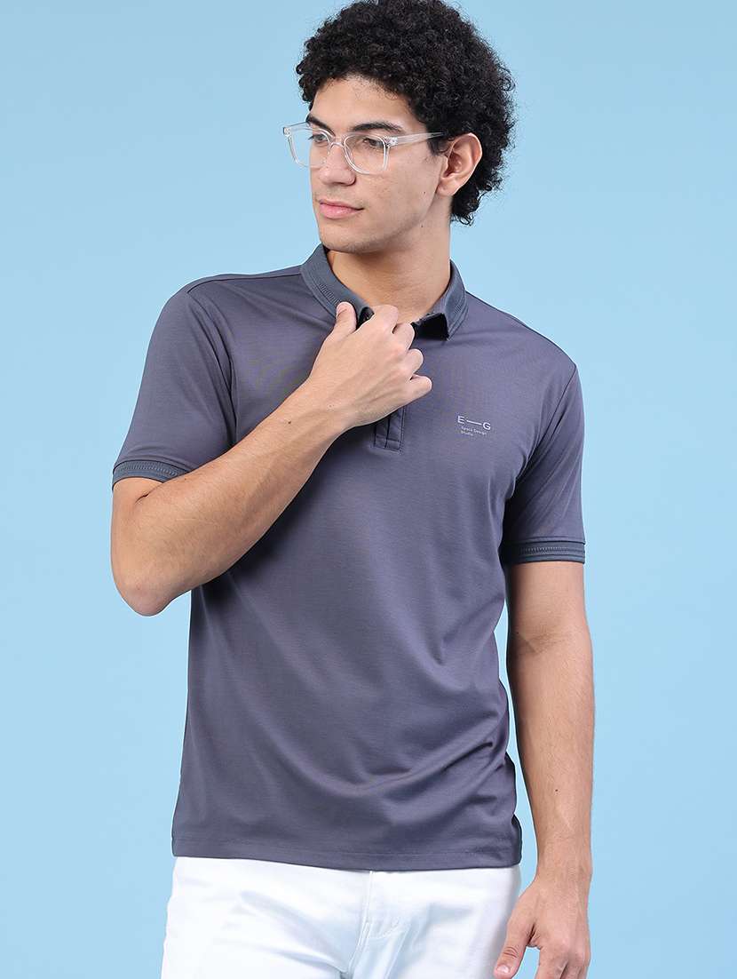men solid short sleeve slim fit polo t-shirt