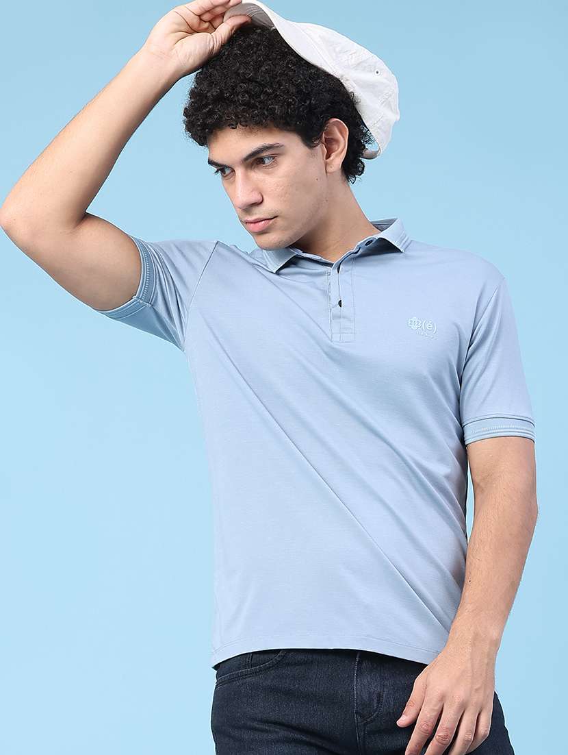 men solid short sleeve slim fit polo t-shirt