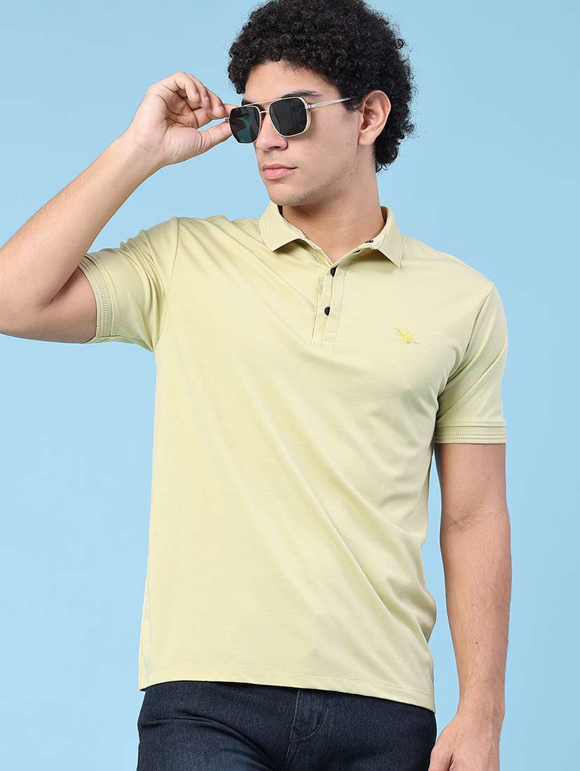 men solid short sleeve slim fit polo t-shirt