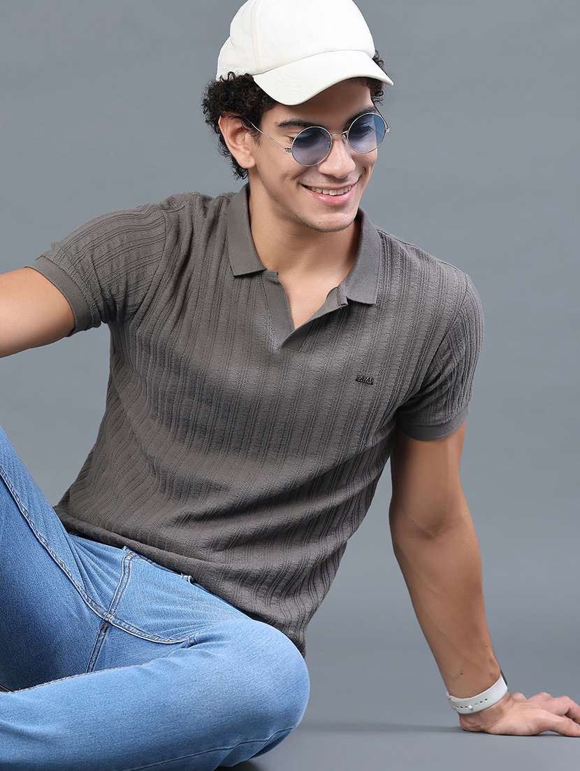 men self design short sleeve slim fit polo t-shirt