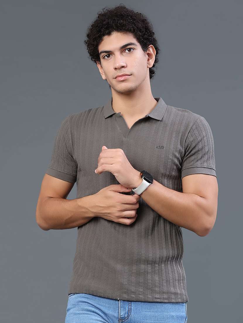 men self design short sleeve slim fit polo t-shirt - 22399869 -  Standard Image - 3