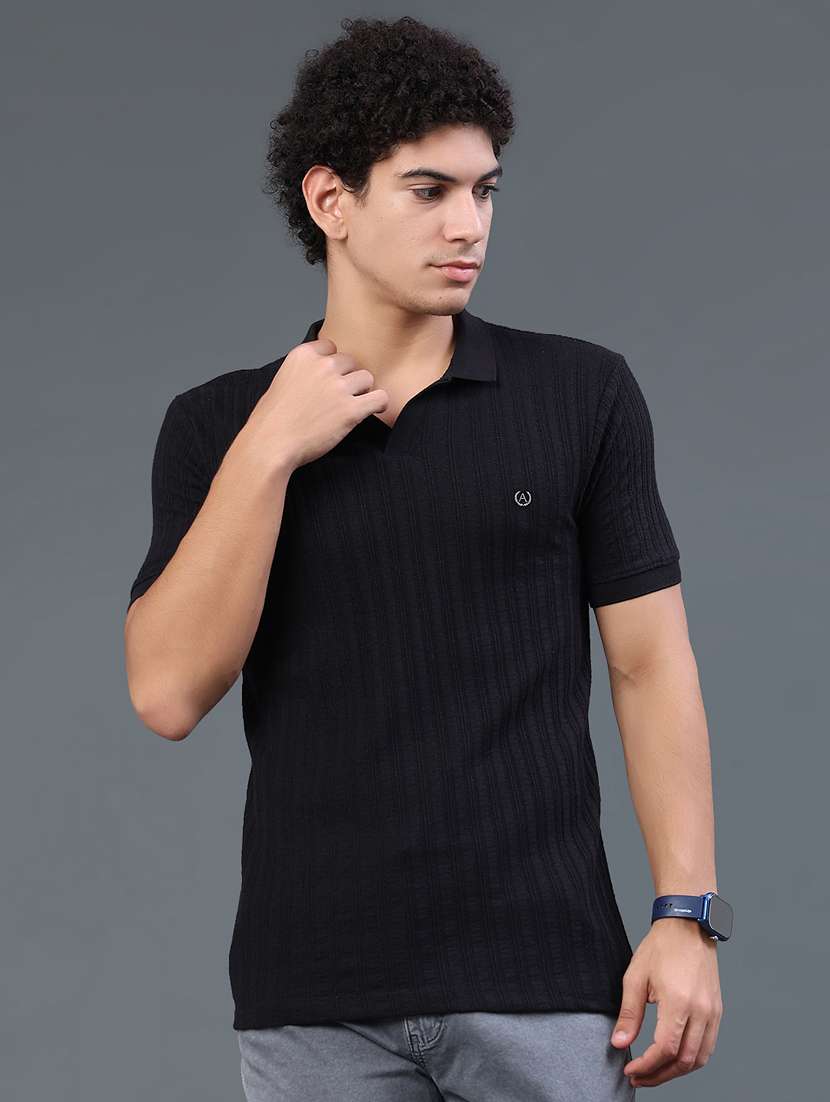 men self design short sleeve slim fit polo t-shirt