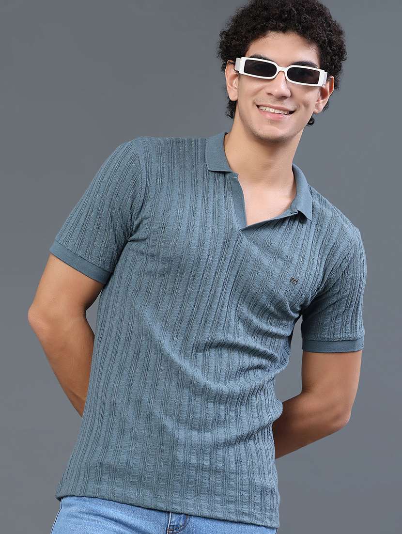men self design short sleeve slim fit polo t-shirt