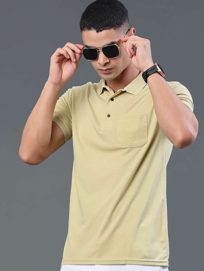 men solid short sleeve slim fit polo t-shirt