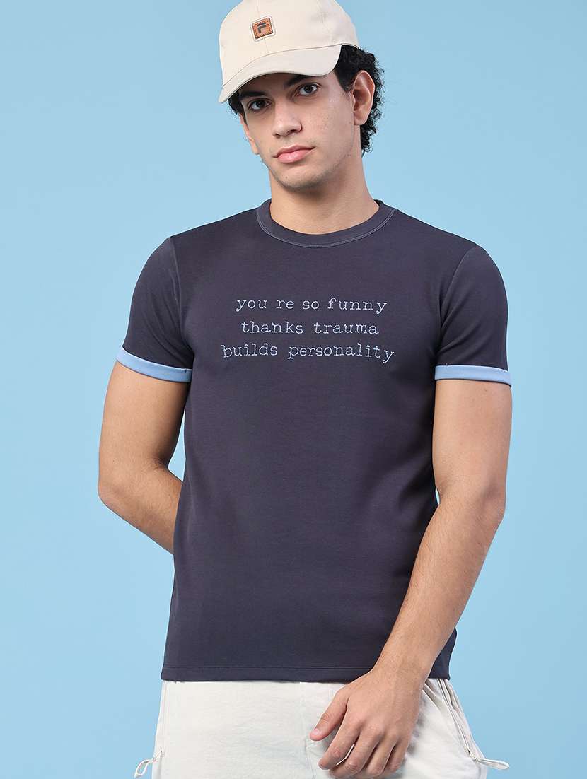 men typographic short sleeve slim fit t-shirt