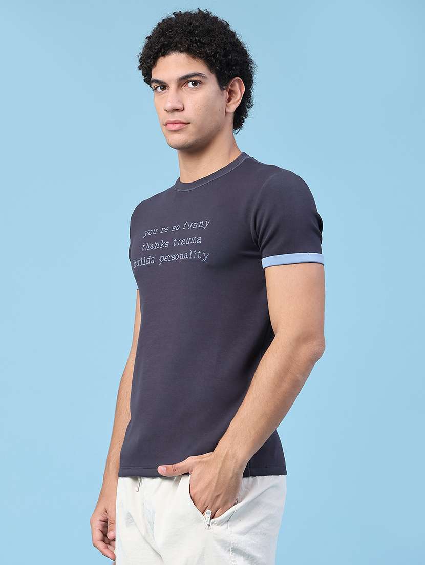 men typographic short sleeve slim fit t-shirt - 22399891 -  Standard Image - 3