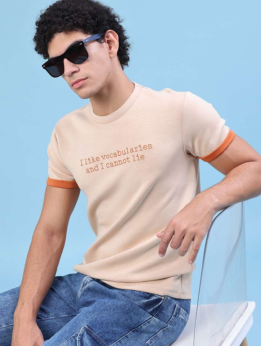 men typographic short sleeve slim fit t-shirt