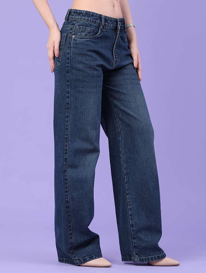 women washed mid rise straight fit jeans - 22399900 -  Standard Image - 3