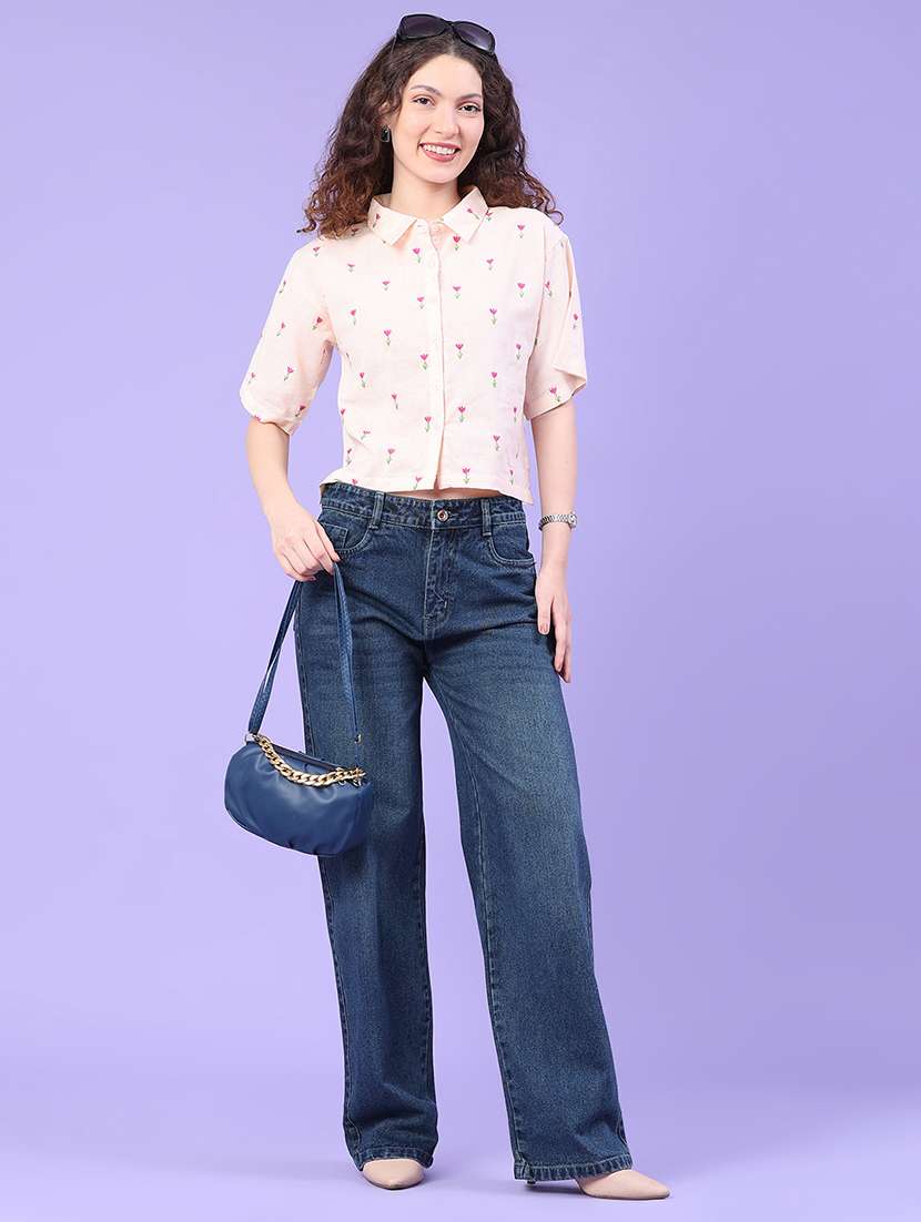 women washed mid rise straight fit jeans - 22399900 -  Standard Image - 5