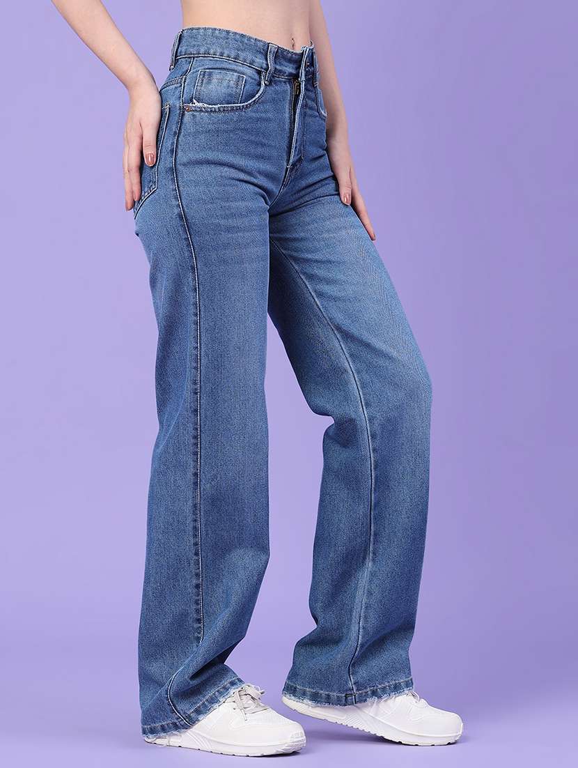 women washed high rise straight fit jeans - 22399902 -  Standard Image - 3
