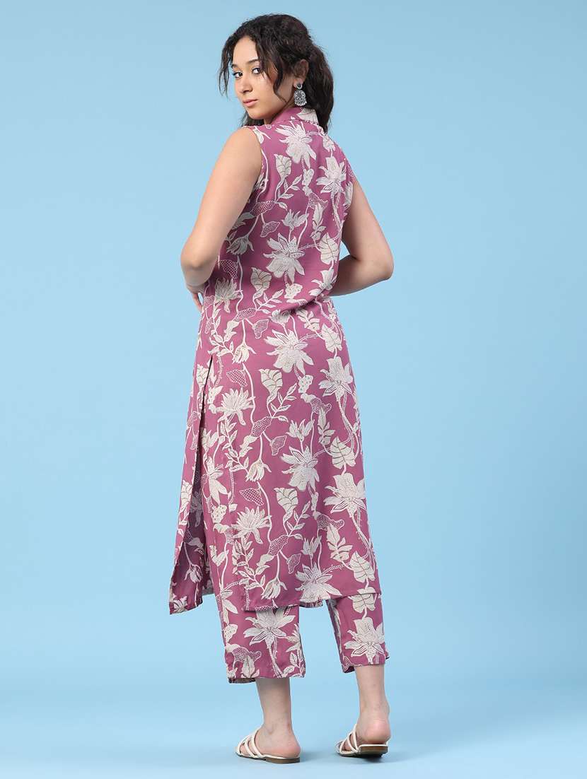 women printed sleeveless ethnic co-ord set - 22399906 -  Standard Image - 3