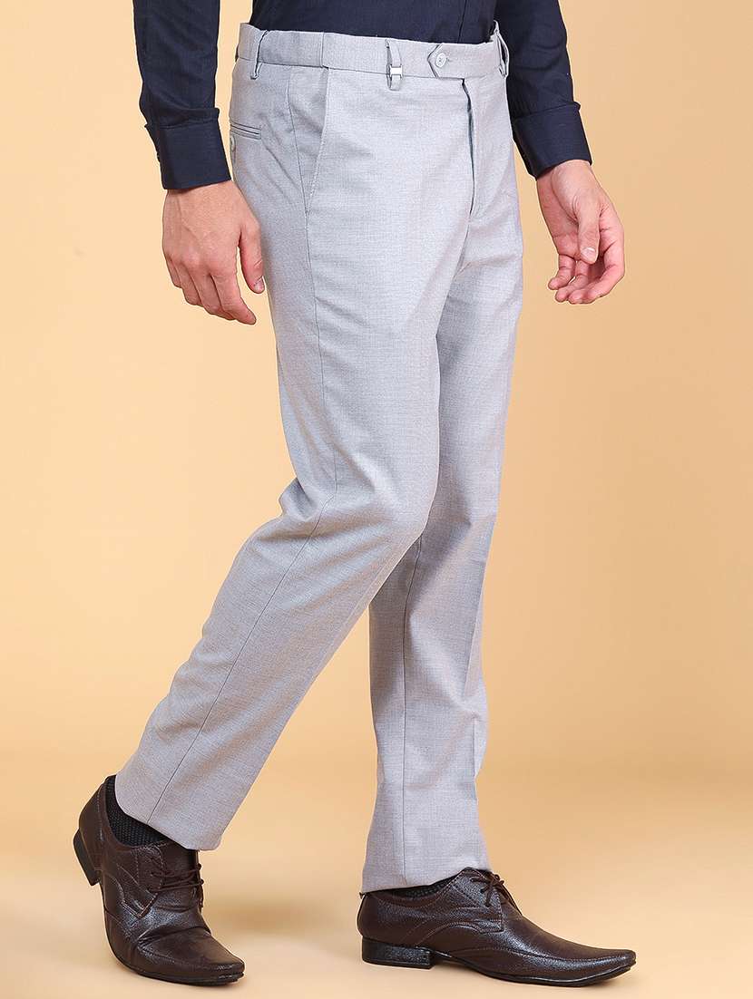 Men Solid Mid Rise Regular Fit Trouser - 22400282 -  Standard Image - 3