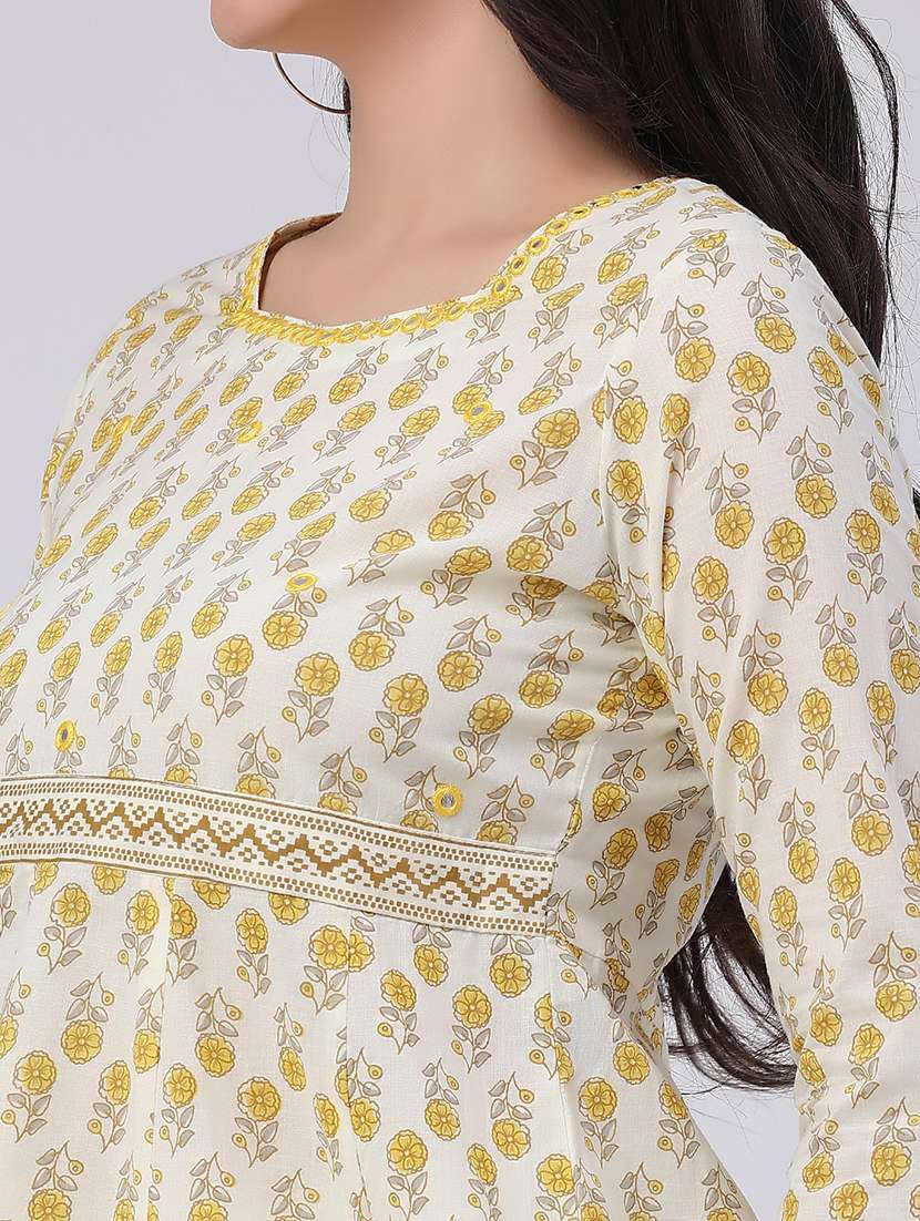 Women Printed Three Quarter Sleeves Flared Kurta - 22400663 -  Standard Image - 5