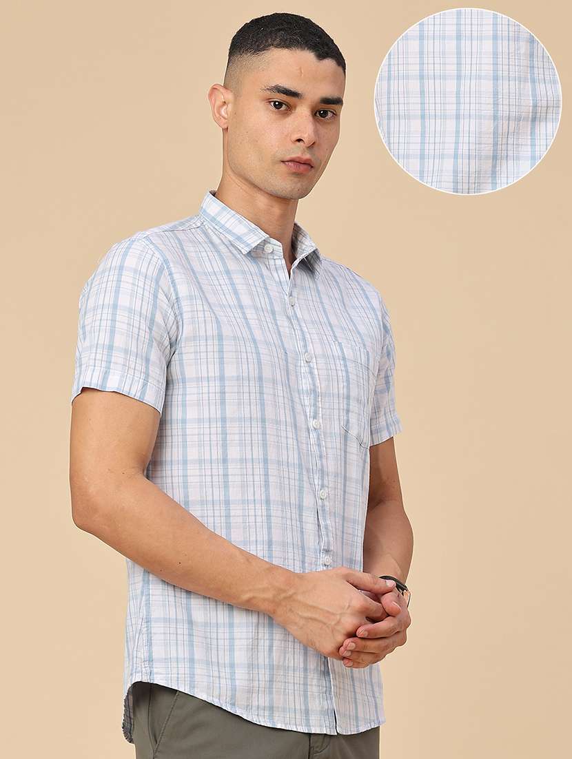 Men Checkered Short Sleeve Regular Fit Casual Shirt - 22400759 -  Standard Image - 3