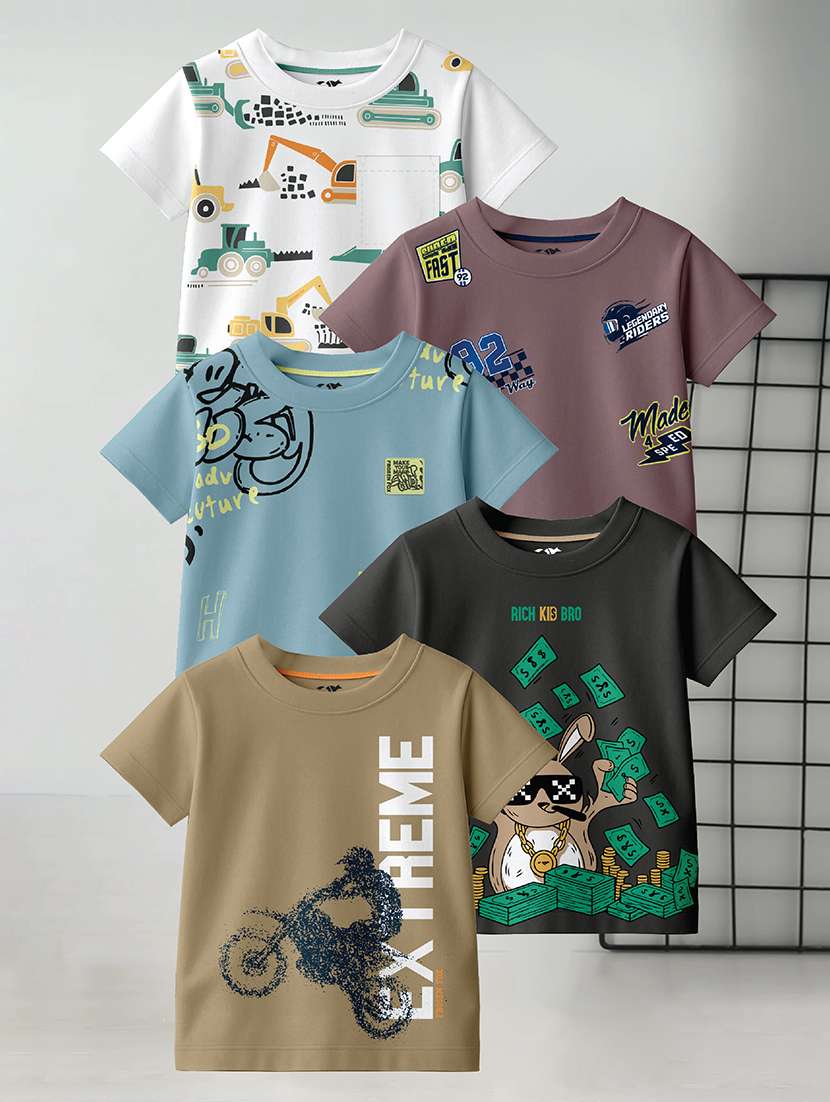 boys pack of 3 printed short sleeve t-shirt