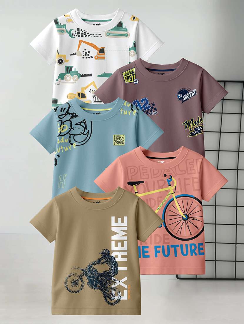 boys pack of 4 printed short sleeve t-shirt