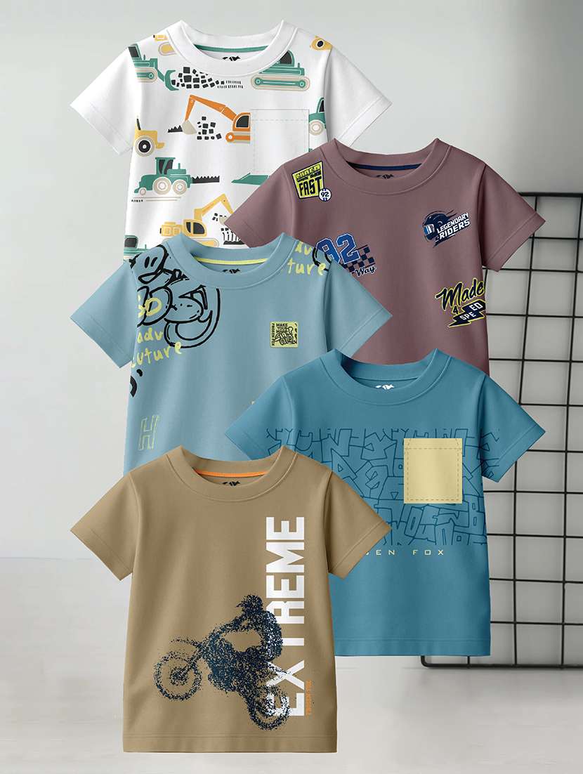 boys pack of 4 printed short sleeve t-shirt