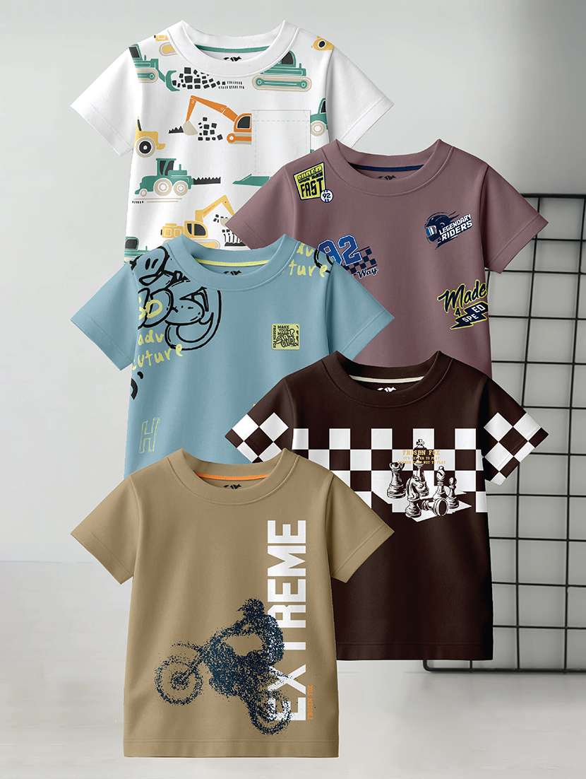 boys pack of 4 printed short sleeve t-shirt