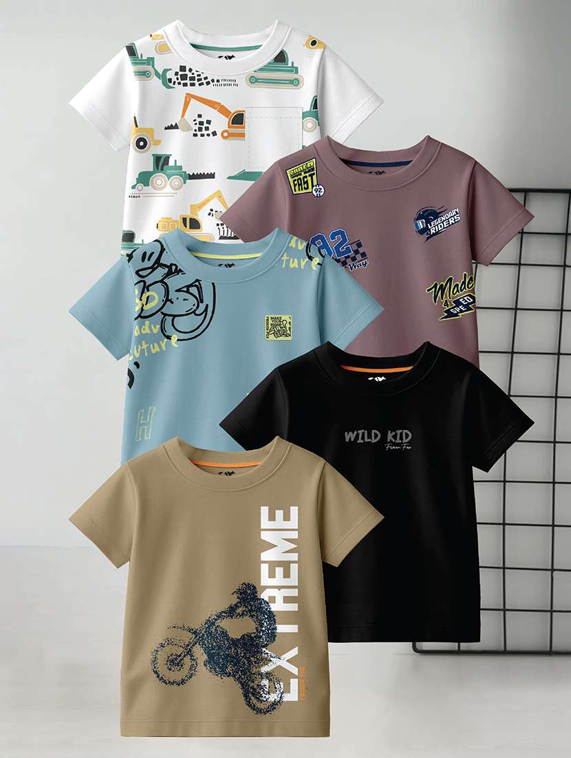 boys pack of 4 printed short sleeve t-shirt