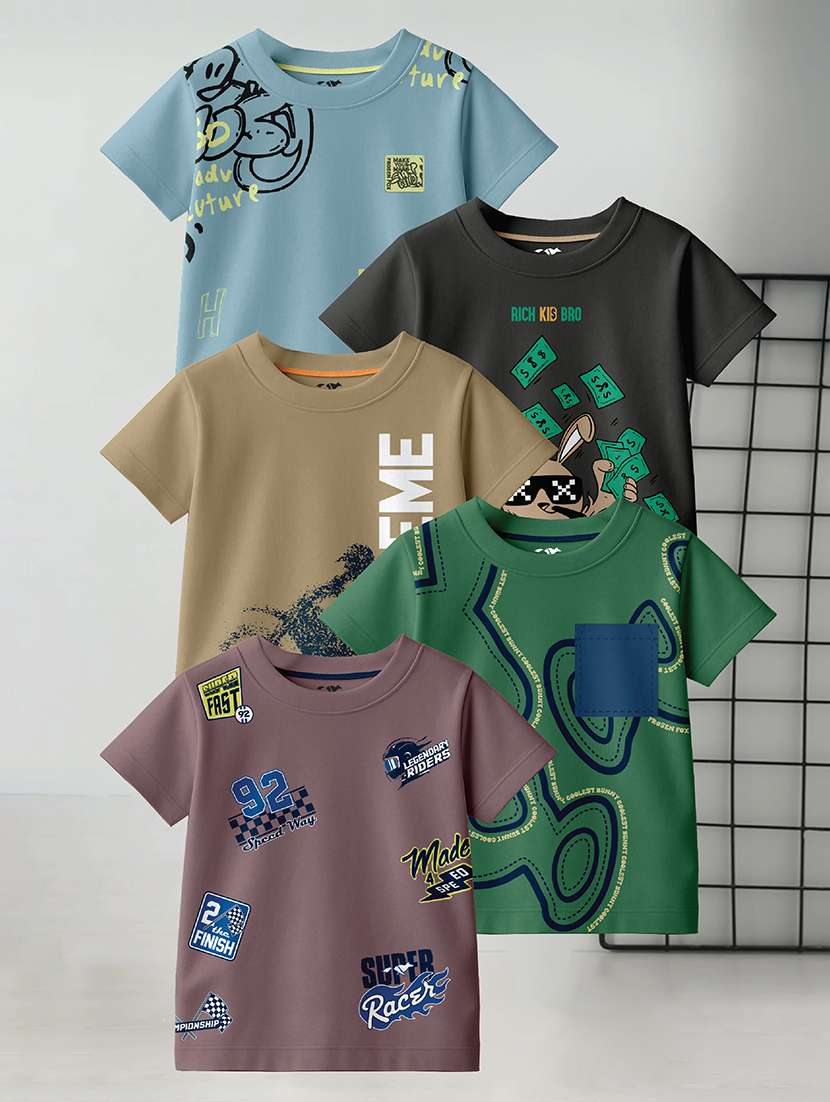 boys pack of 4 printed short sleeve t-shirt