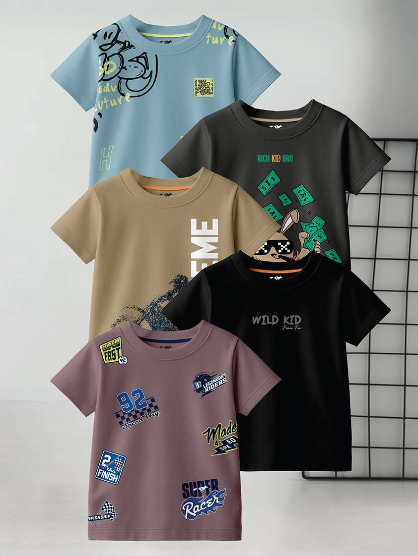 boys pack of 4 printed short sleeve t-shirt